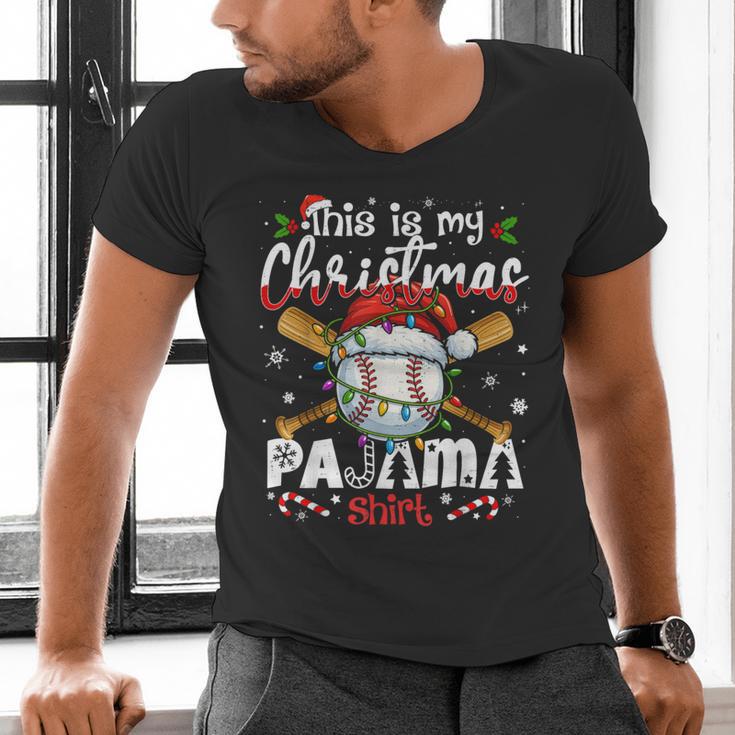 This Is My Christmas Pajama Shirt Baseball Xmas PJs Boys Men Men's V-Neck T-Shirt This Is My Christmas Pajama Shirt Baseball Xmas PJs Boys Men Men's V-Neck T-Shirt