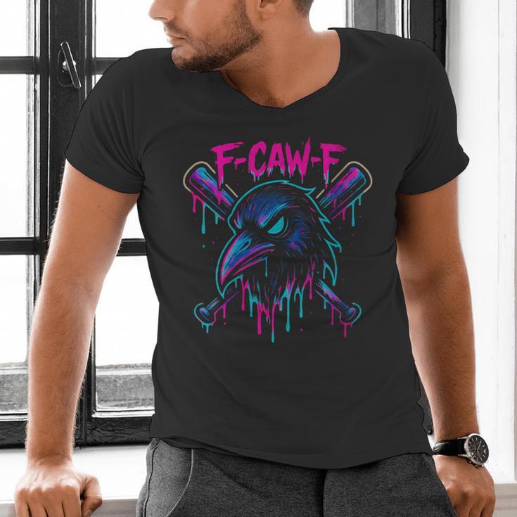 Cool Baseball F Caw F Crow Fcawf Raven Fawk Off Bird Men's V-Neck T-Shirt Cool Baseball F Caw F Crow Fcawf Raven Fawk Off Bird Men's V-Neck T-Shirt