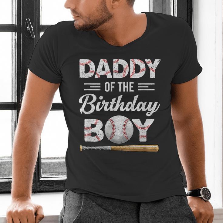 Daddy Of The Birthday Boy Baseball Matching Family Men's V-Neck T-Shirt