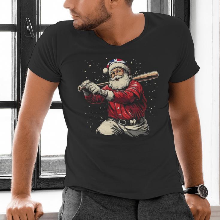 Dominican Santa Christmas Beisbol Baseball Dominicano Men's V-Neck T-Shirt Dominican Santa Christmas Beisbol Baseball Dominicano Men's V-Neck T-Shirt