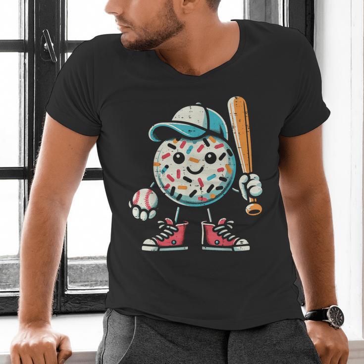 Donut Baseball Hat Ball Bat Cute Sport Toddler Boys Kids Men Men's V-Neck T-Shirt