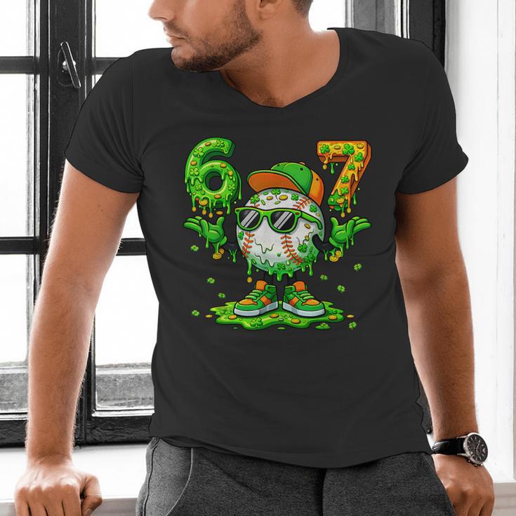 Drip Baseball Irish Shamrock St Patricks Men Boy Kid Men's V-Neck T-Shirt Drip Baseball Irish Shamrock St Patricks Men Boy Kid Men's V-Neck T-Shirt