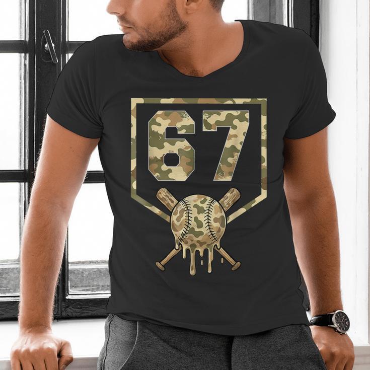 Dripping Camo 67 Baseball Ice Cream Drip 6-7 Six Seven Boy Men's V-Neck T-Shirt