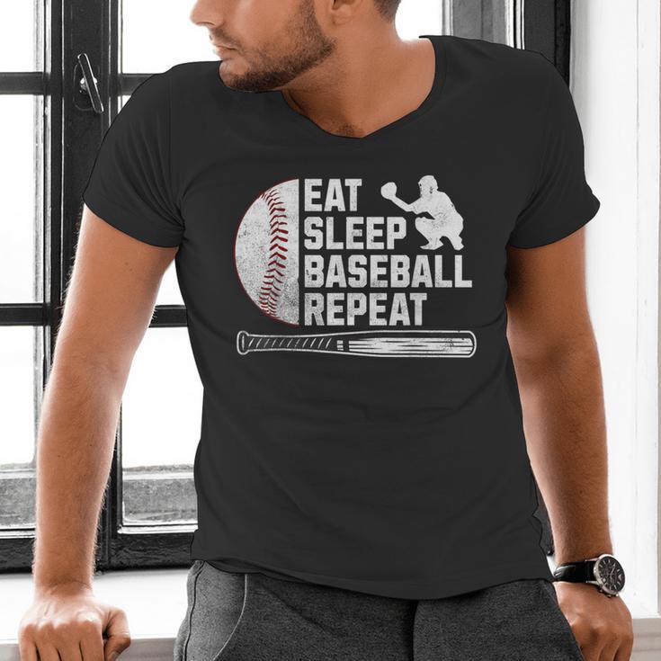 Eat Sleep Baseball Repeat Baseball Player Men Boys Men's V-Neck T-Shirt