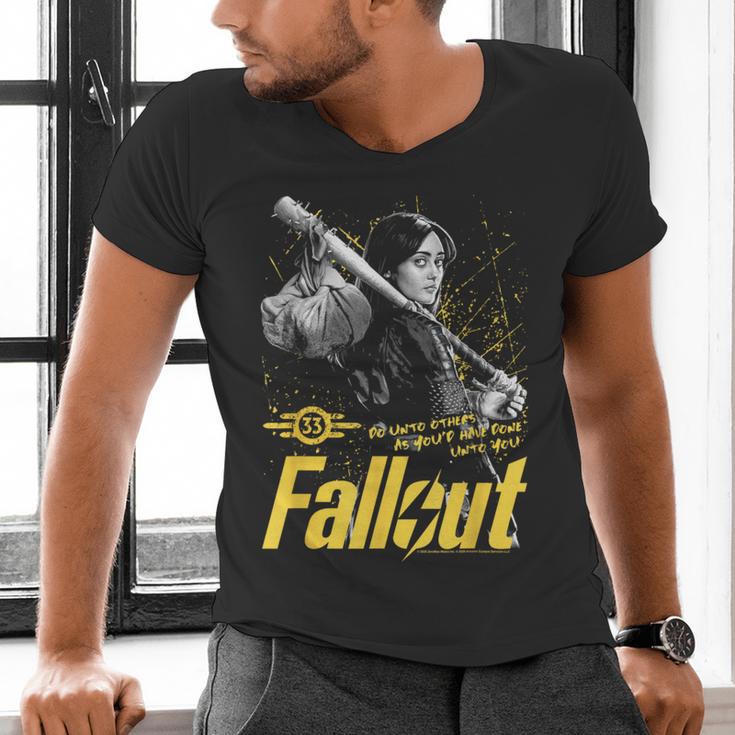 Fallout TV Series Lucy Do Unto Others Baseball Bat Gamer Men's V-Neck T-Shirt