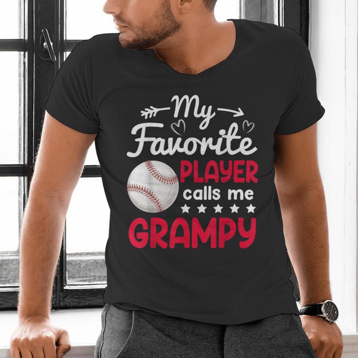 My Favorite Player Calls Me Grampy Baseball Grampy Men's V-Neck T-Shirt