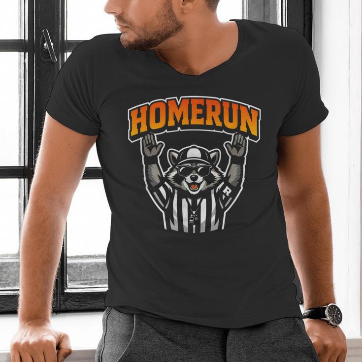 Football Referee Touchdown Baseball Homerun Raccoon Men's V-Neck T-Shirt