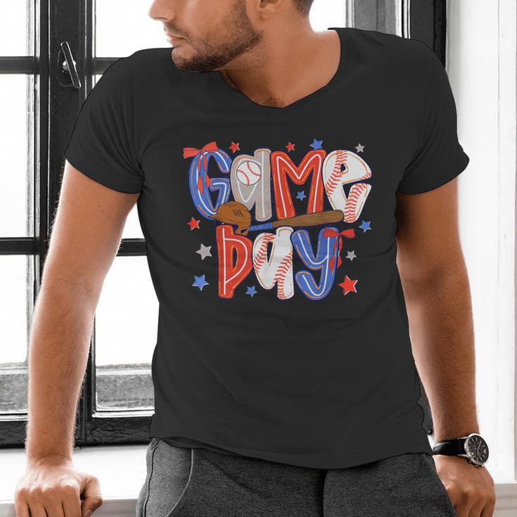 Game Day Baseball Lover Field Day Men Women Kid Men's V-Neck T-Shirt Game Day Baseball Lover Field Day Men Women Kid Men's V-Neck T-Shirt