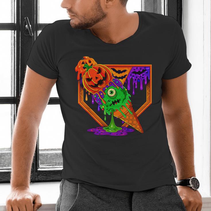 Halloween Baseball Ice Cream Drip Boys Girls Youth Men's V-Neck T-Shirt