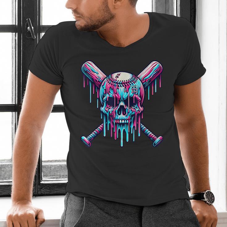 Halloween Baseball Skull Drip Baseball Lifestyle Boy Men Men's V-Neck T-Shirt Halloween Baseball Skull Drip Baseball Lifestyle Boy Men Men's V-Neck T-Shirt