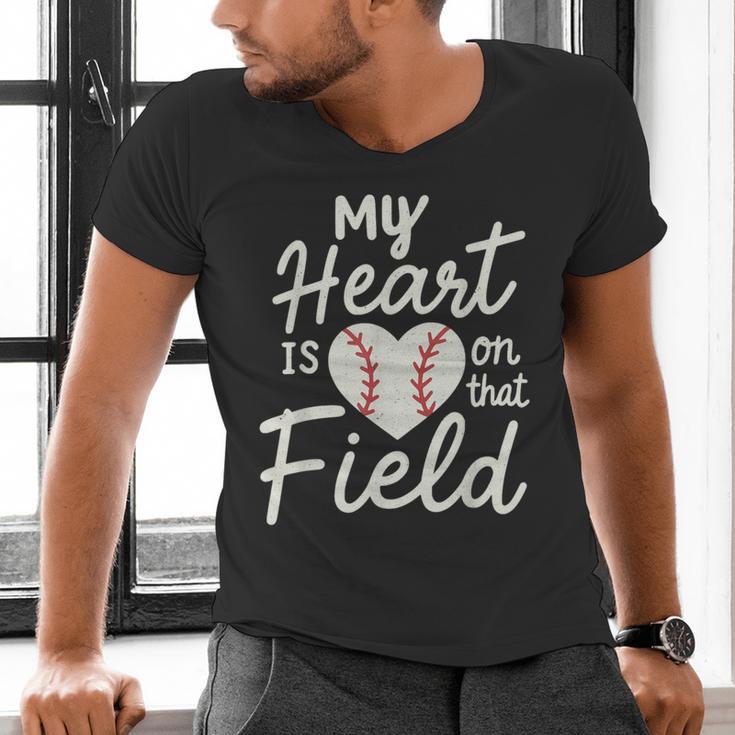 My Heart Is On That Field Baseball Men's V-Neck T-Shirt My Heart Is On That Field Baseball Men's V-Neck T-Shirt
