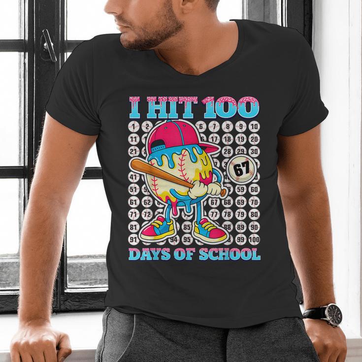 I Hit 100 Days Of School 67 Drip Baseball Boys Kids Men's V-Neck T-Shirt I Hit 100 Days Of School 67 Drip Baseball Boys Kids Men's V-Neck T-Shirt