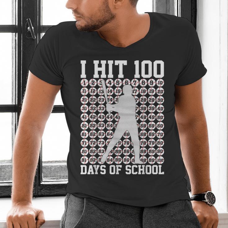 I Hit 100 Days Of School Boys Kids 100th Day Balls Baseball Men's V-Neck T-Shirt I Hit 100 Days Of School Boys Kids 100th Day Balls Baseball Men's V-Neck T-Shirt