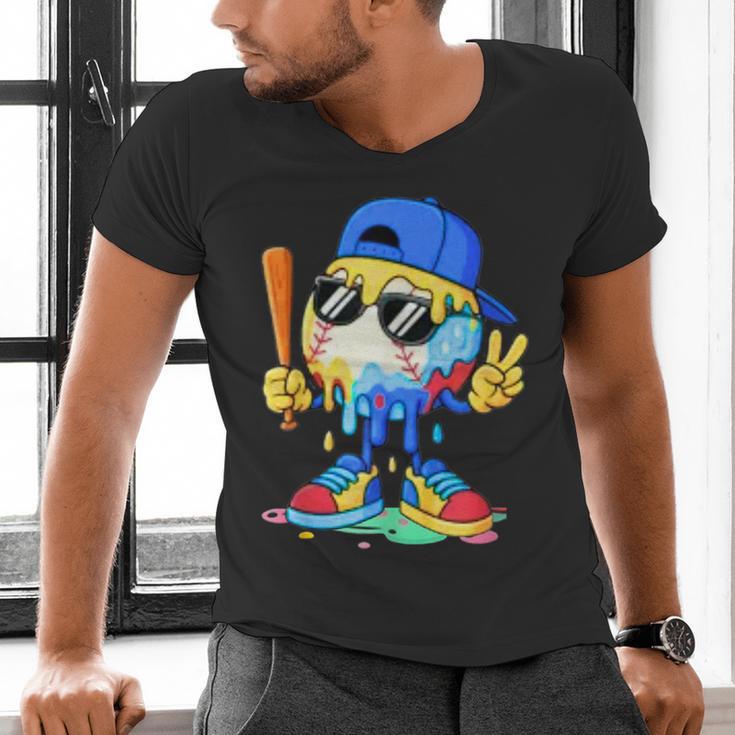 Ice Cream Baseball Drip Spots Sprinkle For Boys Youth Kids Men's V-Neck T-Shirt Ice Cream Baseball Drip Spots Sprinkle For Boys Youth Kids Men's V-Neck T-Shirt
