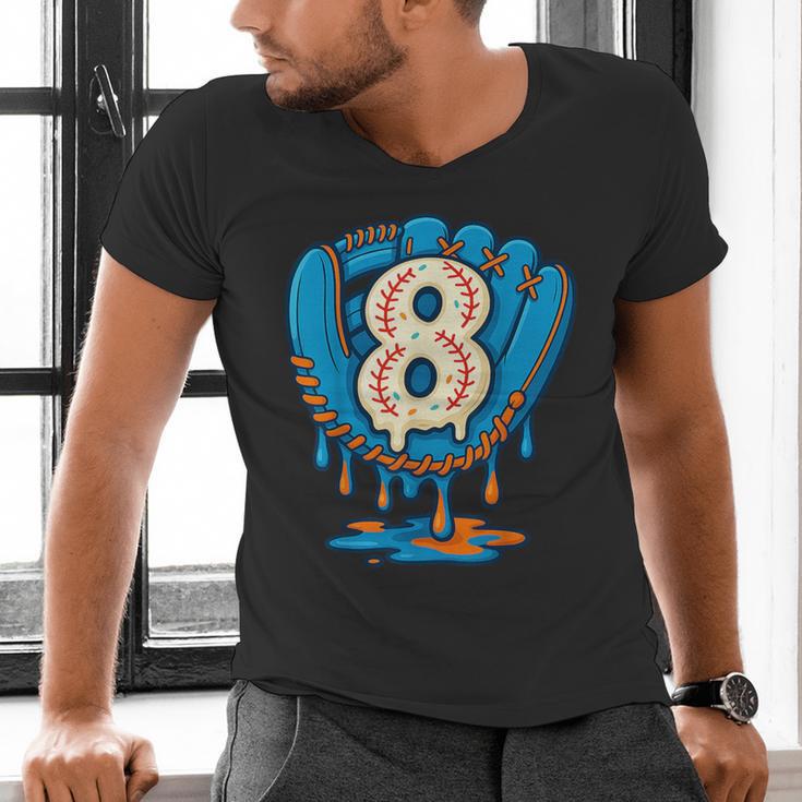 Ice Cream Baseball Glove 8th Birthday Edition Men's V-Neck T-Shirt Ice Cream Baseball Glove 8th Birthday Edition Men's V-Neck T-Shirt