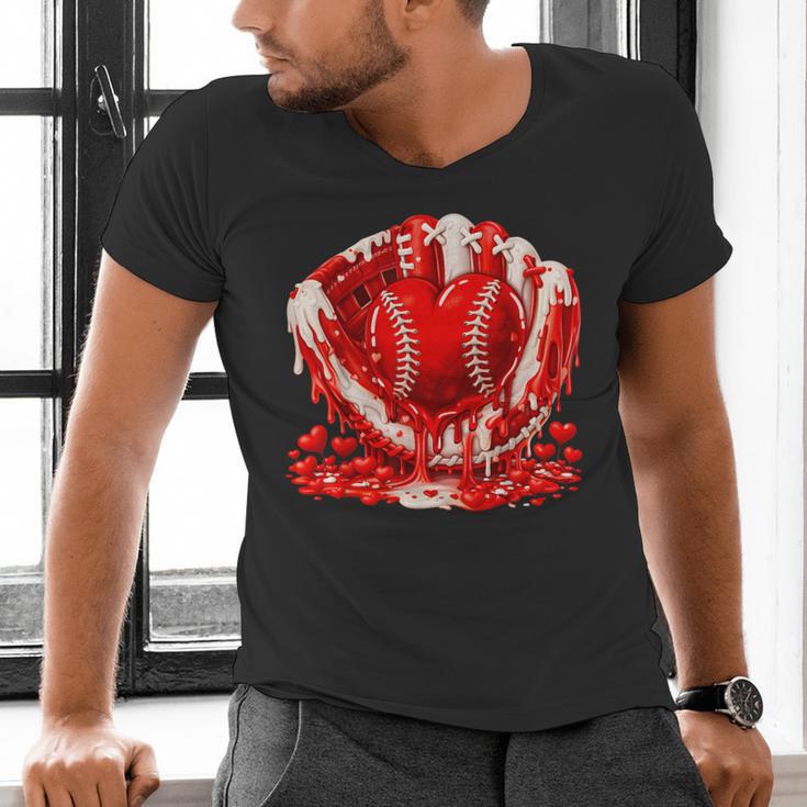 Ice Cream Drip Heart Valentines Day Baseball Boys Youth Kids Men's V-Neck T-Shirt Ice Cream Drip Heart Valentines Day Baseball Boys Youth Kids Men's V-Neck T-Shirt