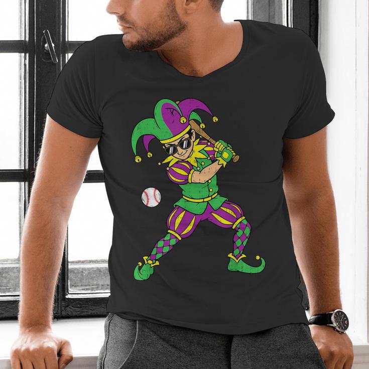 Jester Baseball Mardi Gras Carnival Sport Men Boy Teen Kids Men's V-Neck T-Shirt Jester Baseball Mardi Gras Carnival Sport Men Boy Teen Kids Men's V-Neck T-Shirt