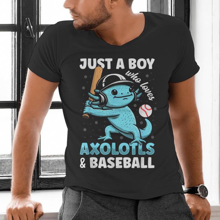 Just A Boy Who Loves Axolotls & Baseball Men's V-Neck T-Shirt Just A Boy Who Loves Axolotls & Baseball Men's V-Neck T-Shirt