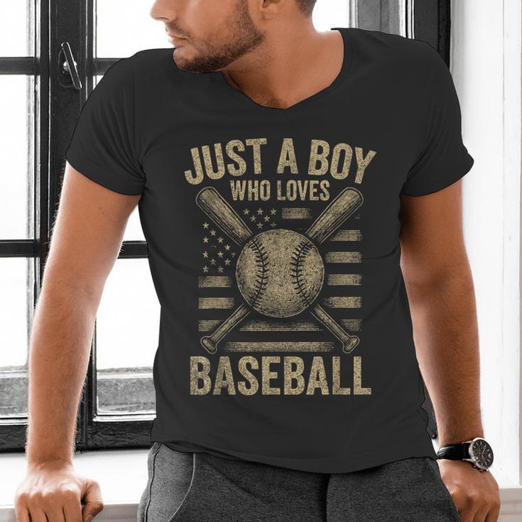 Just a Boy Who Loves Baseball Men's V-Neck T-Shirt Just a Boy Who Loves Baseball Men's V-Neck T-Shirt