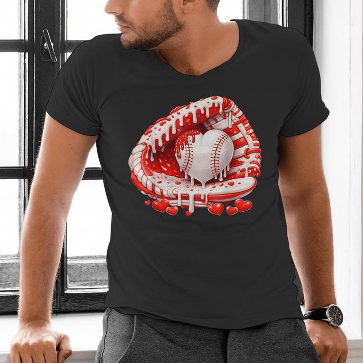 Kid Drip Ice Cream Baseball Heart Catcher Valentines Day Boy Men's V-Neck T-Shirt Kid Drip Ice Cream Baseball Heart Catcher Valentines Day Boy Men's V-Neck T-Shirt