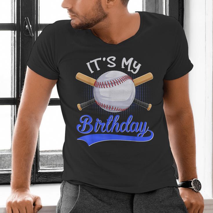 Kids 8th Baseball Birthday Party Boys Sport Fan 8 Years Old Men's V-Neck T-Shirt