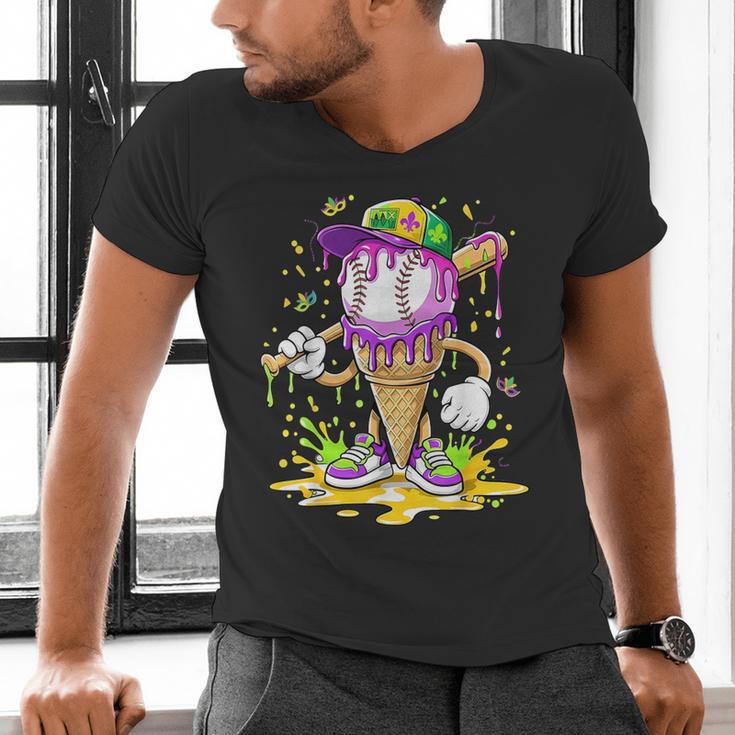 Kids Baseball Drip Ice Cream Apparel Kids Boys Mardi Gras Men's V-Neck T-Shirt
