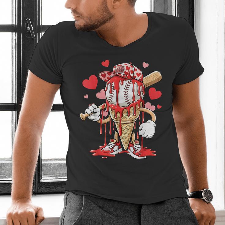 Kids Baseball Drip Ice Cream Apparel Kids Boys Valentine Men's V-Neck T-Shirt