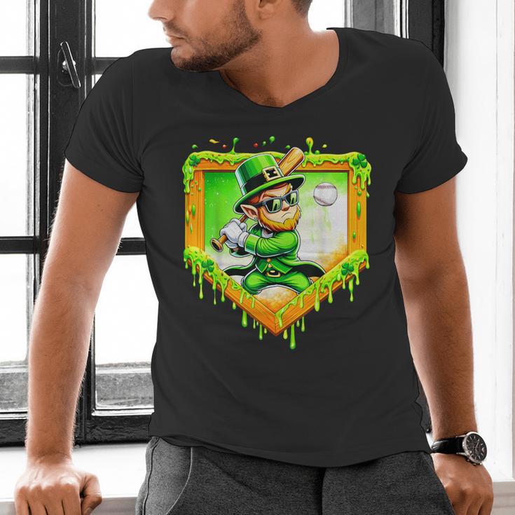Leprechaun Baseball St Patricks Day Ice Cream Drip Men Boys Men's V-Neck T-Shirt