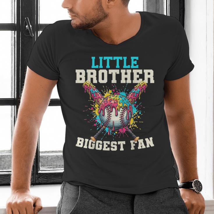 Little Brother Biggest Fan Baseball Cream Drip Crossed Bats Men's V-Neck T-Shirt Little Brother Biggest Fan Baseball Cream Drip Crossed Bats Men's V-Neck T-Shirt