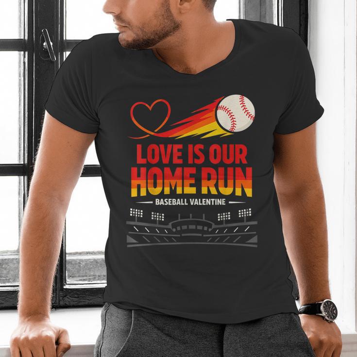 Love Is Our Home Run Baseball Valentine Couple Men's V-Neck T-Shirt Love Is Our Home Run Baseball Valentine Couple Men's V-Neck T-Shirt