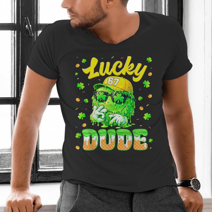 Lucky Dude Drip Baseball Shamrock St Patrick Men Boy Youth Men's V-Neck T-Shirt Lucky Dude Drip Baseball Shamrock St Patrick Men Boy Youth Men's V-Neck T-Shirt