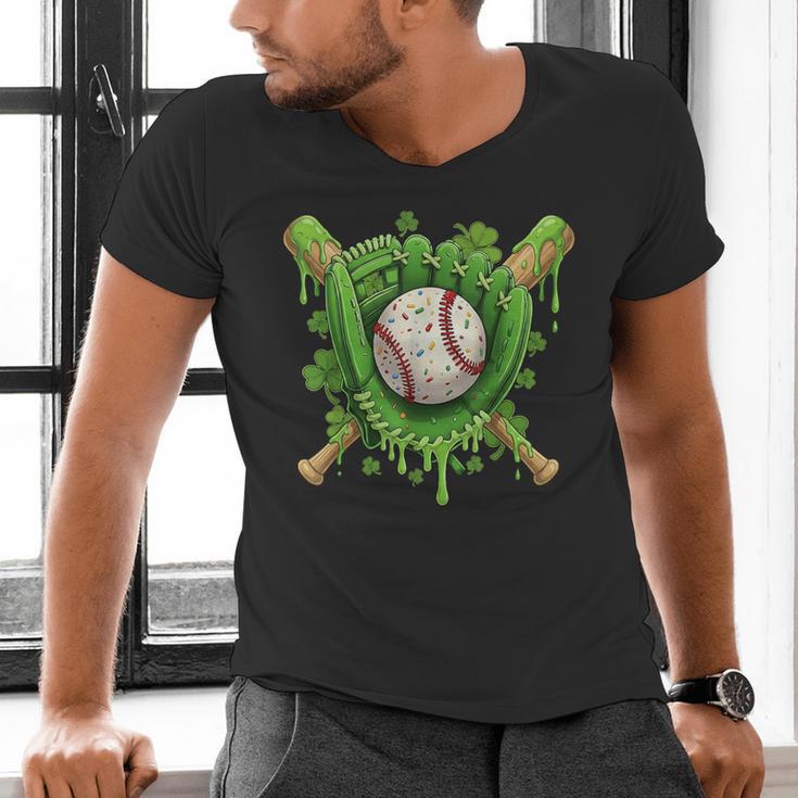 Lucky Shamrock Baseball Gloves Drip St Patrick's Day Boys Men's V-Neck T-Shirt Lucky Shamrock Baseball Gloves Drip St Patrick's Day Boys Men's V-Neck T-Shirt