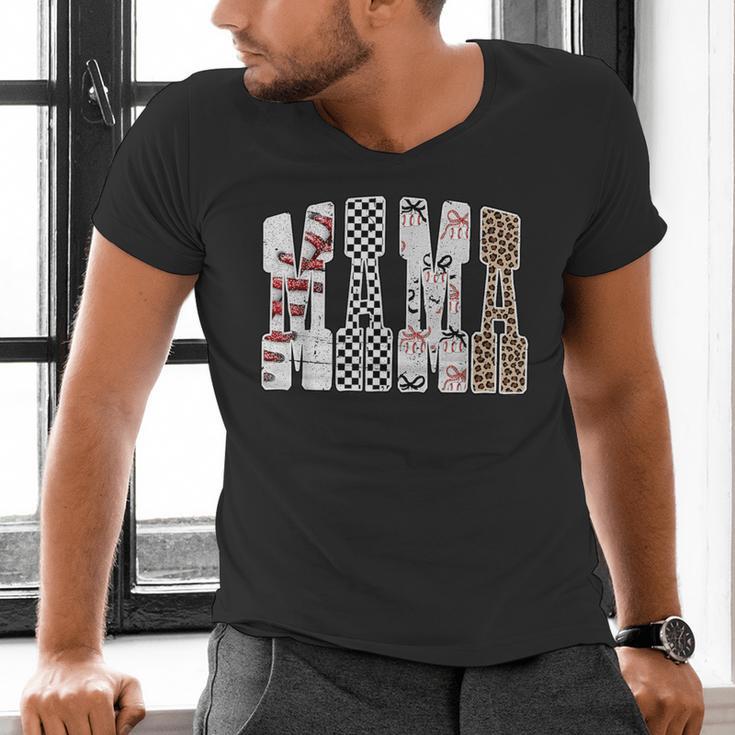 Mama Baseball Season Happy Game Day Trendy Sports Mom Men's V-Neck T-Shirt Mama Baseball Season Happy Game Day Trendy Sports Mom Men's V-Neck T-Shirt