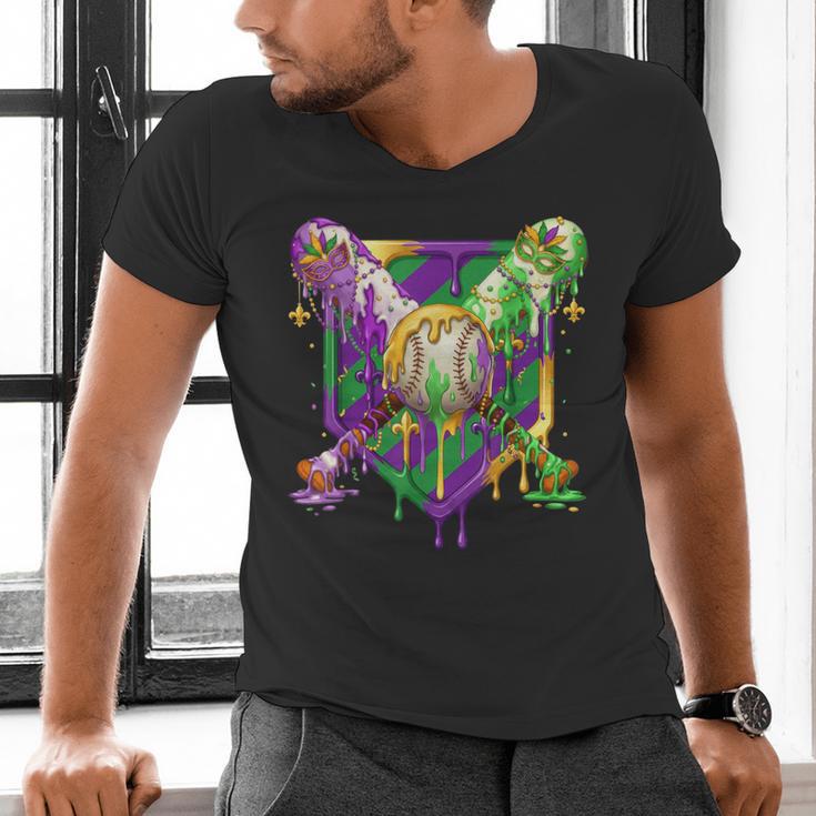 Mardi Gras Ice Cream Drip Baseball Sports For Men Women Kids Men's V-Neck T-Shirt