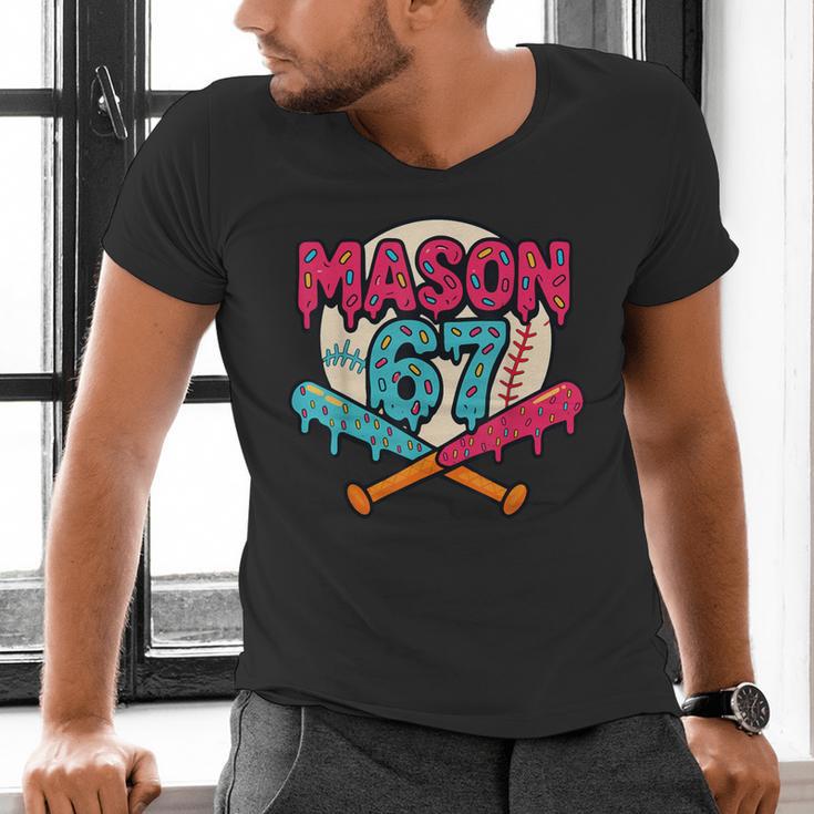 Mason 67 Ice Cream Drip Baseball Meme Graphics Men's V-Neck T-Shirt Mason 67 Ice Cream Drip Baseball Meme Graphics Men's V-Neck T-Shirt