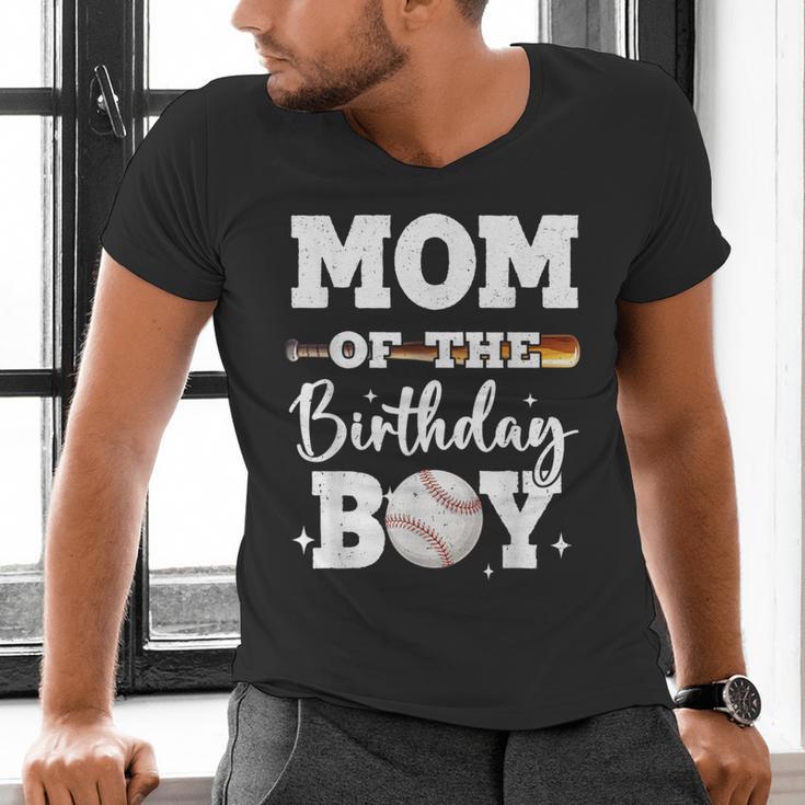 Mom Of The Birthday Boy Baseball Bday Family Men's V-Neck T-Shirt Mom Of The Birthday Boy Baseball Bday Family Men's V-Neck T-Shirt