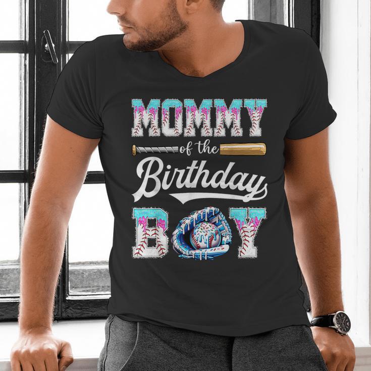 Mommy Of The Birthday Boy Baseball Ice Cream Drip Matching Men's V-Neck T-Shirt