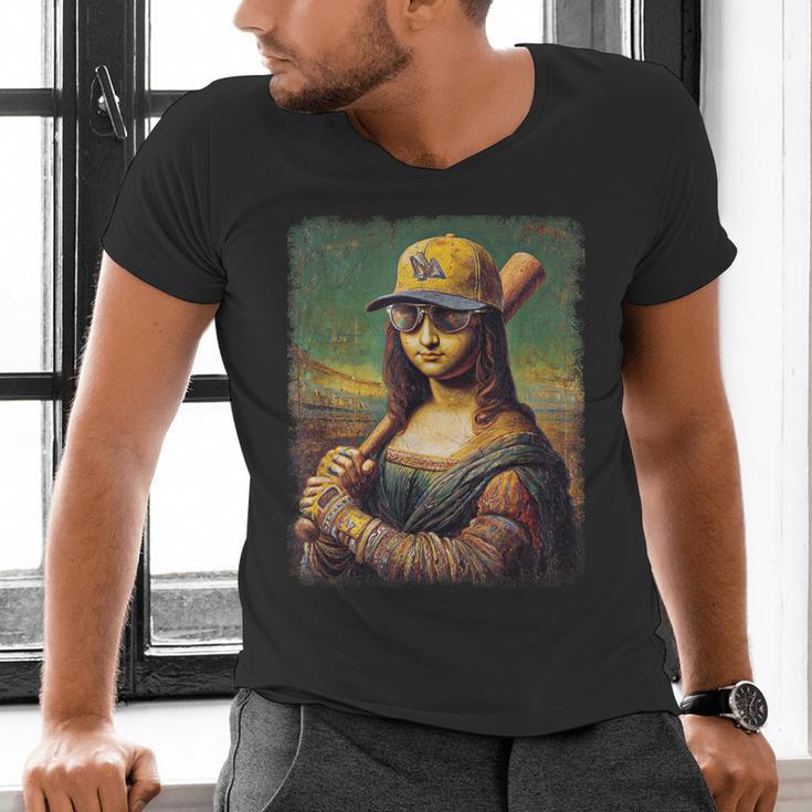 Mona Lisa Baseball Trending Aesthetic Streetwear Men's V-Neck T-Shirt Mona Lisa Baseball Trending Aesthetic Streetwear Men's V-Neck T-Shirt