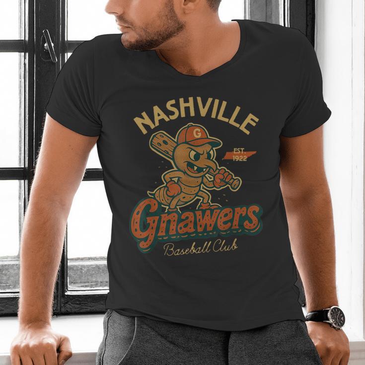 Nashville Gnawers Retro Minor League Baseball Men's V-Neck T-Shirt Nashville Gnawers Retro Minor League Baseball Men's V-Neck T-Shirt