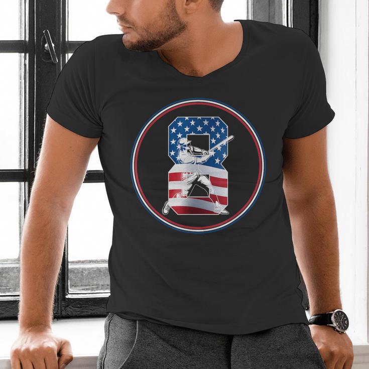 Number 8 Years Baseball 8TH Birthday Men's V-Neck T-Shirt