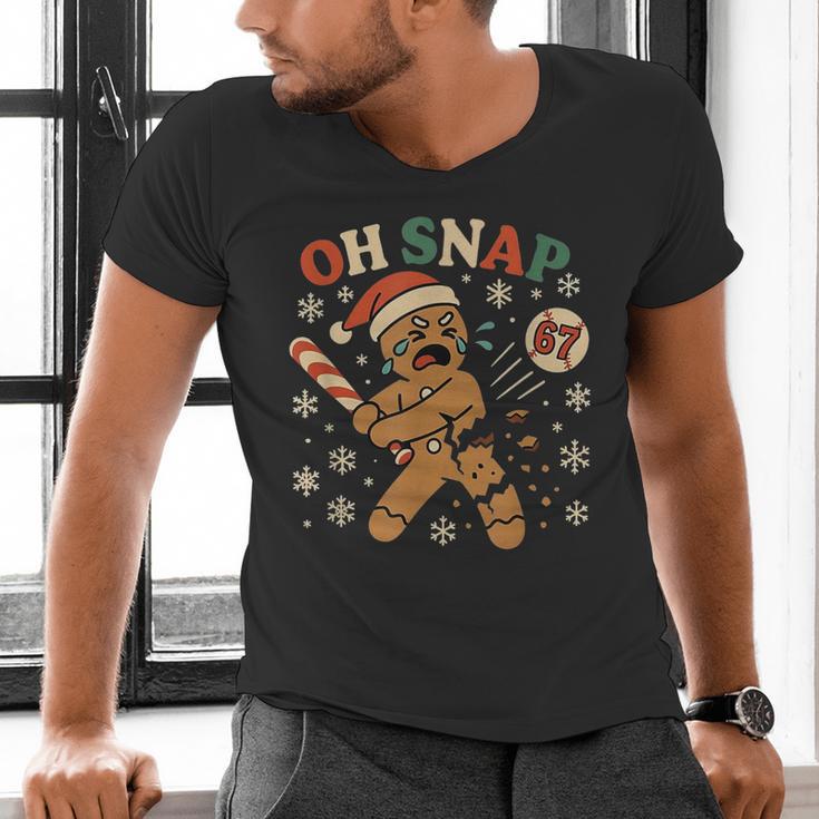Oh Snap Gingerbread 67 Meme Baseball Christmas Xmas Men's V-Neck T-Shirt Oh Snap Gingerbread 67 Meme Baseball Christmas Xmas Men's V-Neck T-Shirt