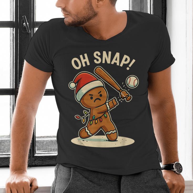 Oh Snap Gingerbreadman Baseball Christmas Men Boys Toddlers Men's V-Neck T-Shirt Oh Snap Gingerbreadman Baseball Christmas Men Boys Toddlers Men's V-Neck T-Shirt