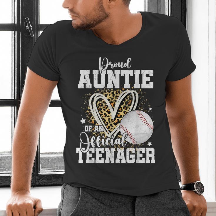 Proud Auntie Of An Official Teenager 13th Birthday Baseball Men's V-Neck T-Shirt Proud Auntie Of An Official Teenager 13th Birthday Baseball Men's V-Neck T-Shirt