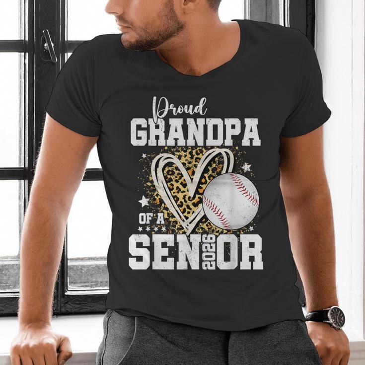 Proud Grandpa Of A 2026 Senior Baseball Graduation Leopard Men's V-Neck T-Shirt