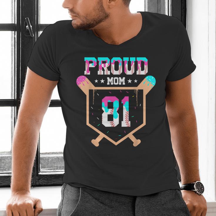 Proud Mom Baseball Player Number 81 Ice Cream Drip Men's V-Neck T-Shirt