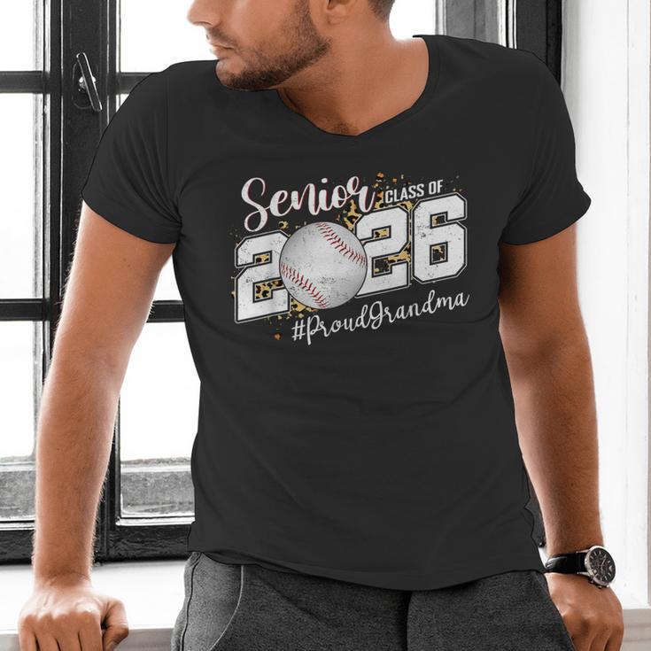 Proud Senior Grandma Class Of 2026 Baseball Graduate Leopard Men's V-Neck T-Shirt Proud Senior Grandma Class Of 2026 Baseball Graduate Leopard Men's V-Neck T-Shirt