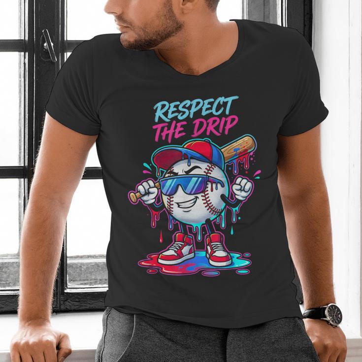 Respect The Drip Baseball Bat Sunglasses Mascot Men's V-Neck T-Shirt