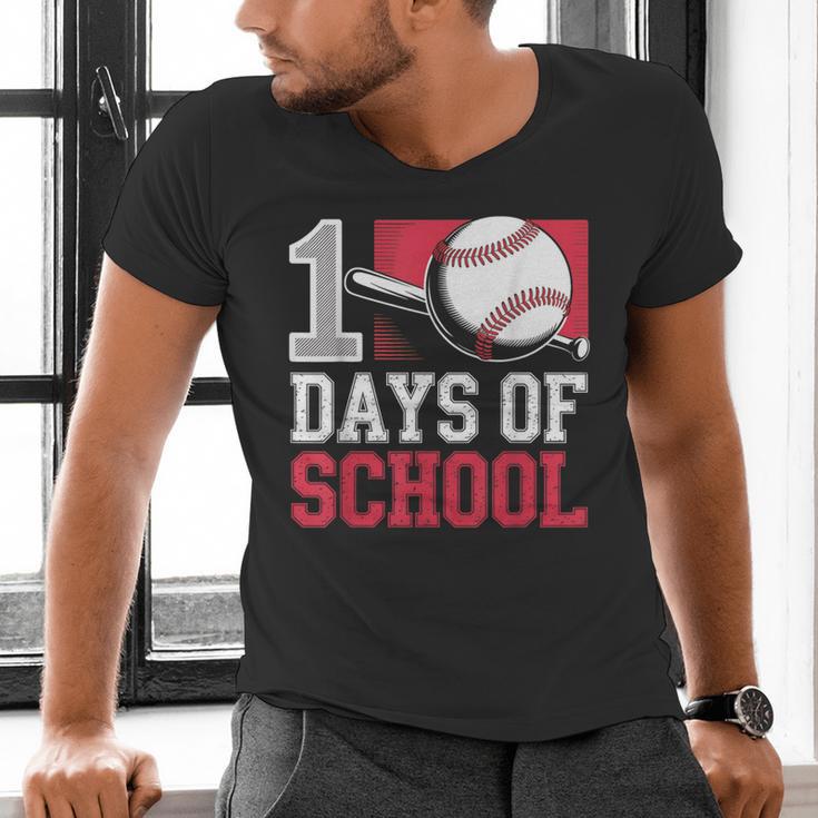 Retro 100 Days Of School Baseball Teacher Student 100 Days Men's V-Neck T-Shirt Retro 100 Days Of School Baseball Teacher Student 100 Days Men's V-Neck T-Shirt