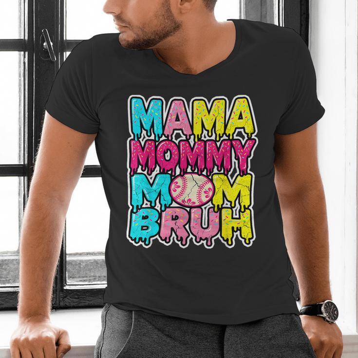 Retro Mama Mommy Mom Bruh Baseball Women Girls Men's V-Neck T-Shirt