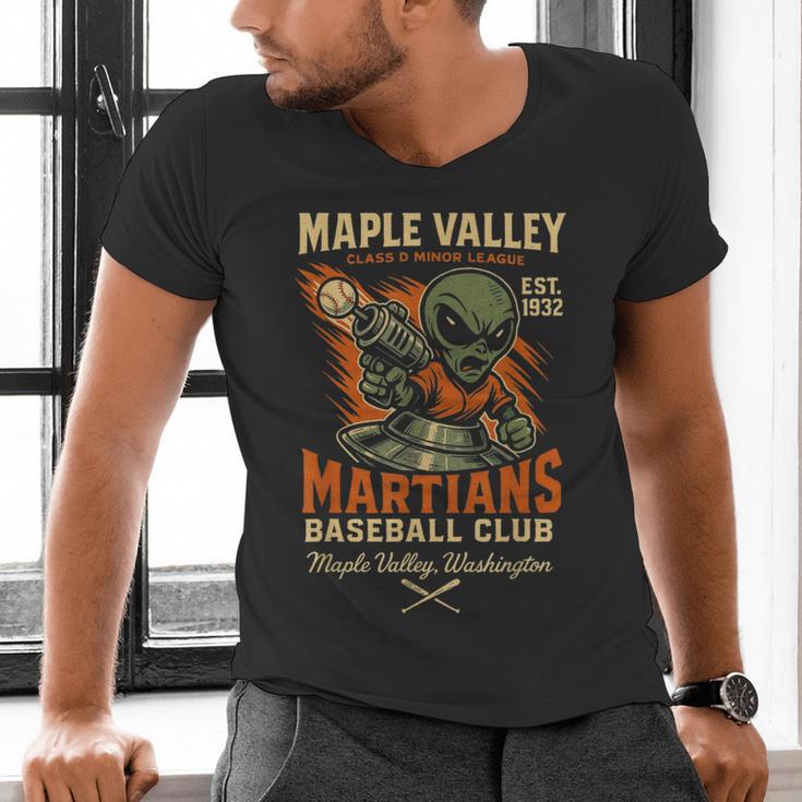 Retro Minor League Maple Valley Martians Baseball Club Men's V-Neck T-Shirt Retro Minor League Maple Valley Martians Baseball Club Men's V-Neck T-Shirt